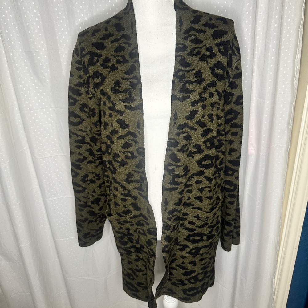Leopard Print Open Cardigan Size L